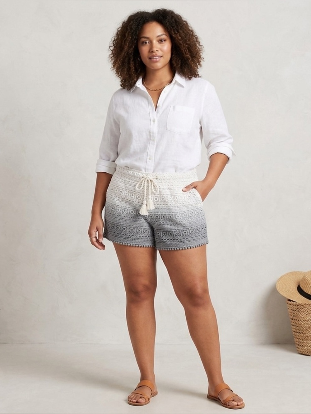 Victoria’s Secret Boho Lace Drawstring Waist Ombré Shorts Small 100% Cotton